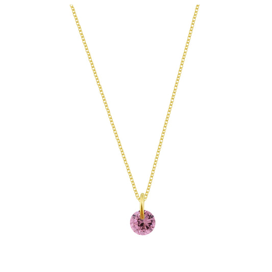 Gold Plated Sterling Silver & 4mm Tourmaline CZ Necklace - 16 - 22 Inches