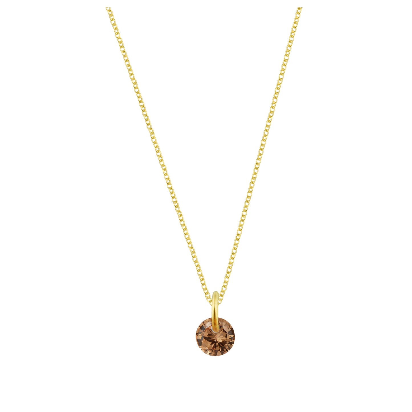 Vergoldete Sterling Silberkette mit 4 mm Citrin CZ – 40–56 cm