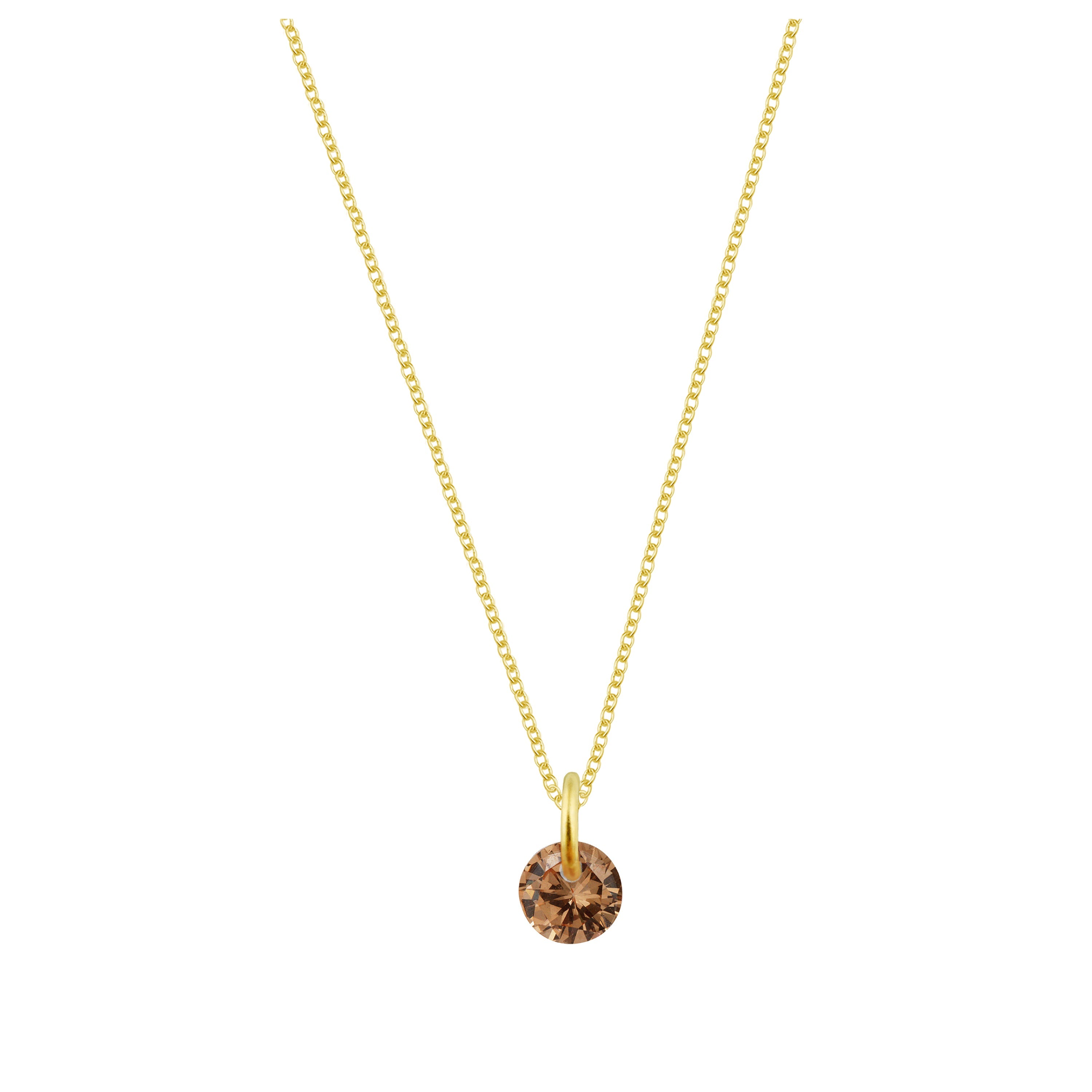 Vergoldete Sterlingsilberkette mit 4 mm Citrin CZ – 40–56 cm