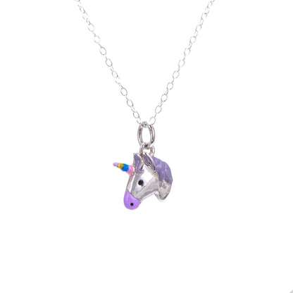 Sterlingsilber-Emaillekette mit Einhorn – 14–32 Zoll