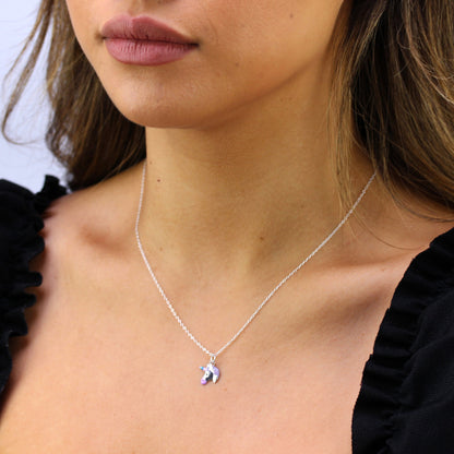 Sterlingsilber-Emaillekette mit Einhorn – 14–32 Zoll