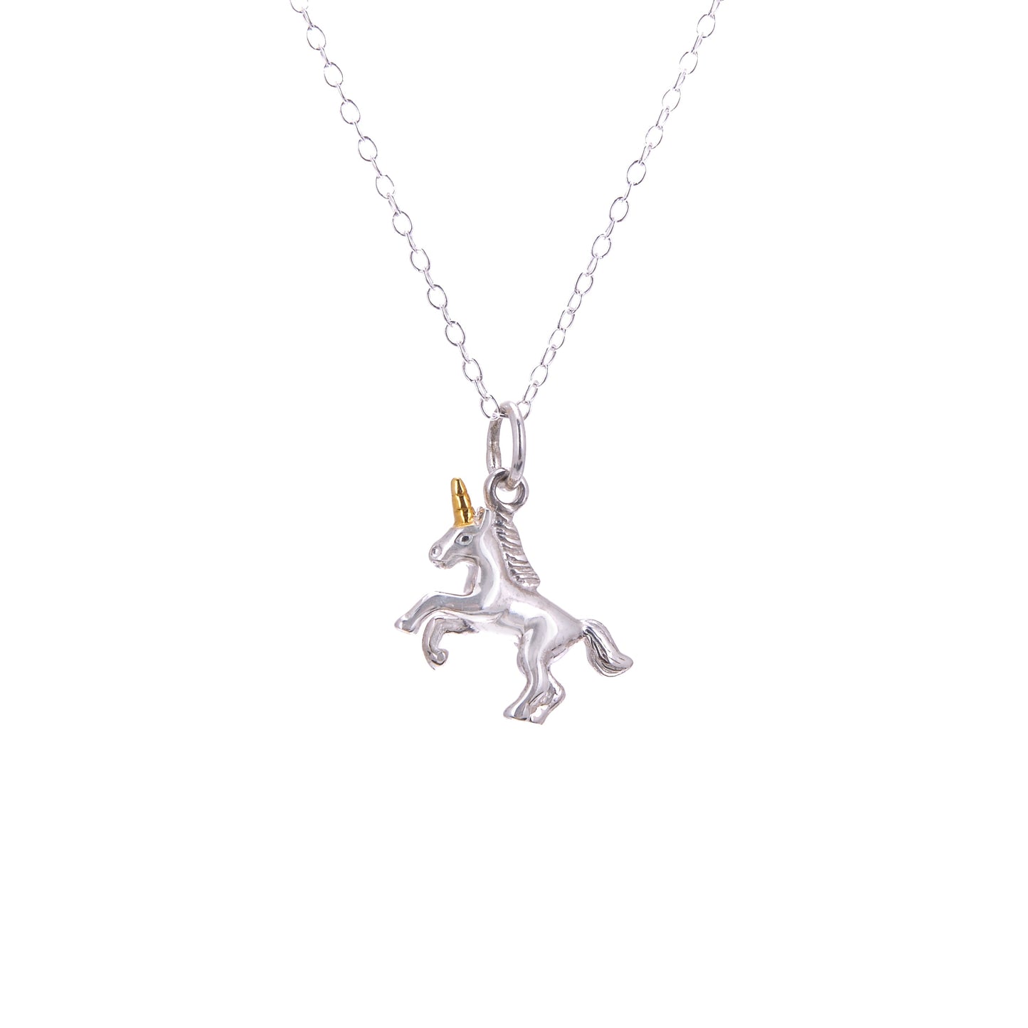 Sterlingsilberkette mit tänzelndem Einhorn – 14–32 Zoll