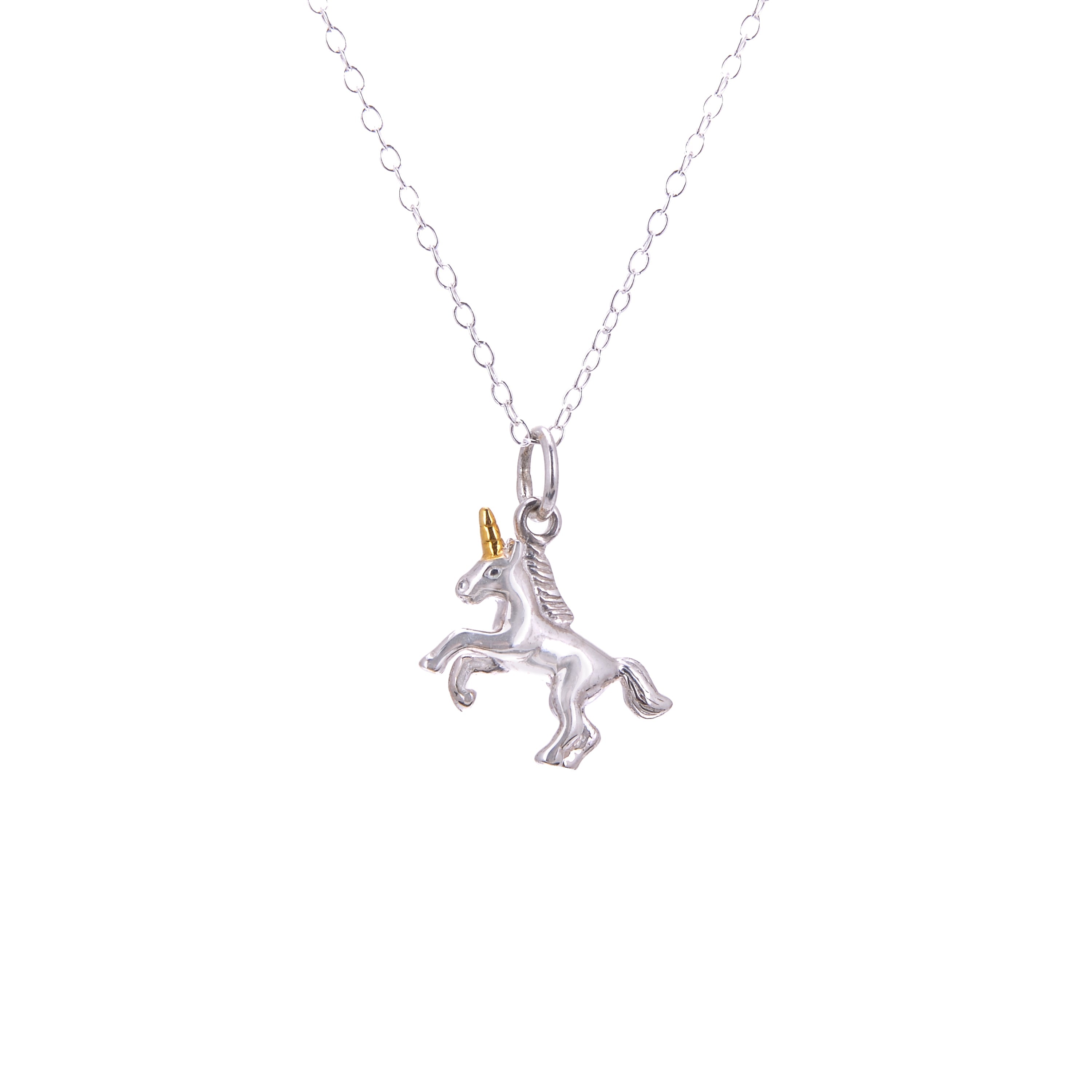 Sterlingsilberkette mit tänzelndem Einhorn – 14–32 Zoll