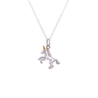 Sterlingsilberkette mit tänzelndem Einhorn – 14–32 Zoll