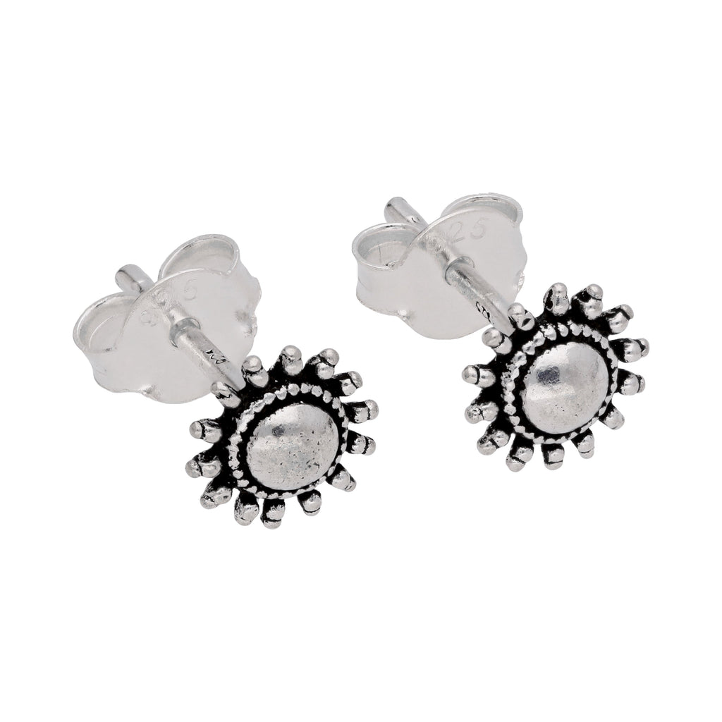 Sterlingsilber Flammende Sonne Ohrstecker