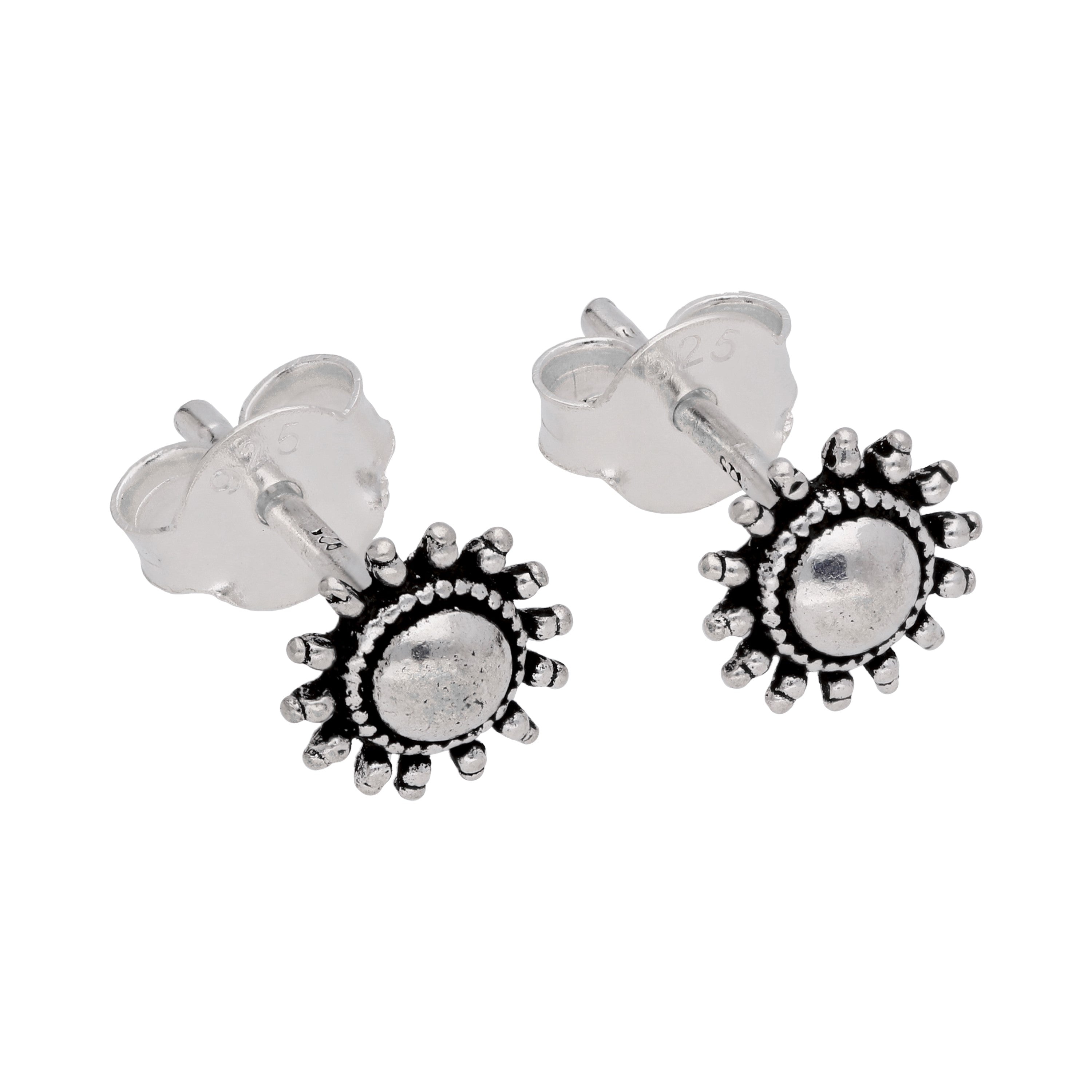 Sterlingsilber Flammende Sonne Ohrstecker