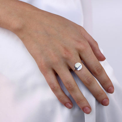 Sterlingsilber Rund Scheibe Ring Größenverstellbar