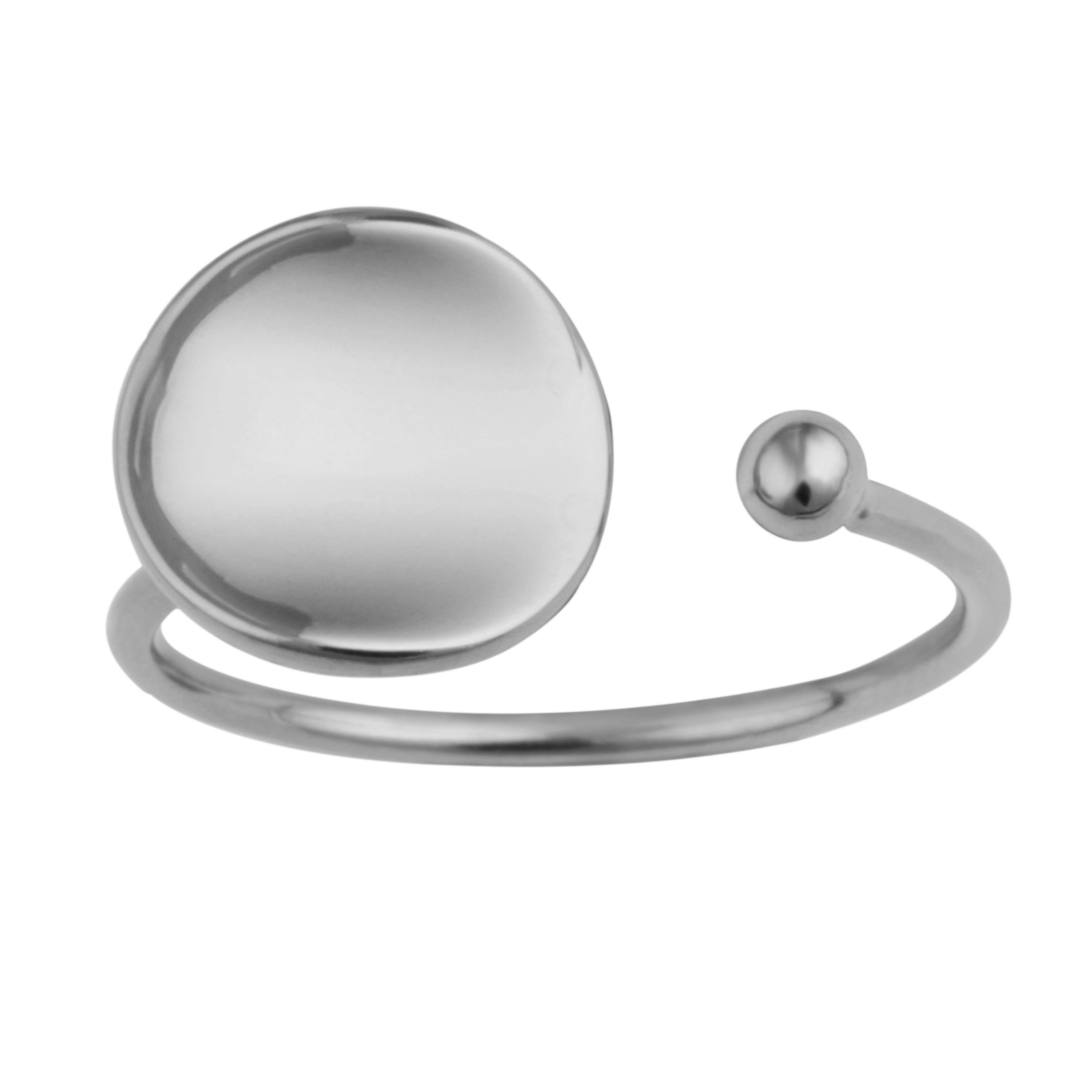 Sterlingsilber Rund Scheibe Ring Größenverstellbar