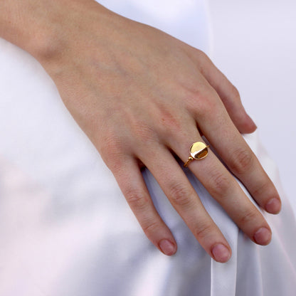 Vergoldet Sterlingsilber Rund Ring Größenverstellbar