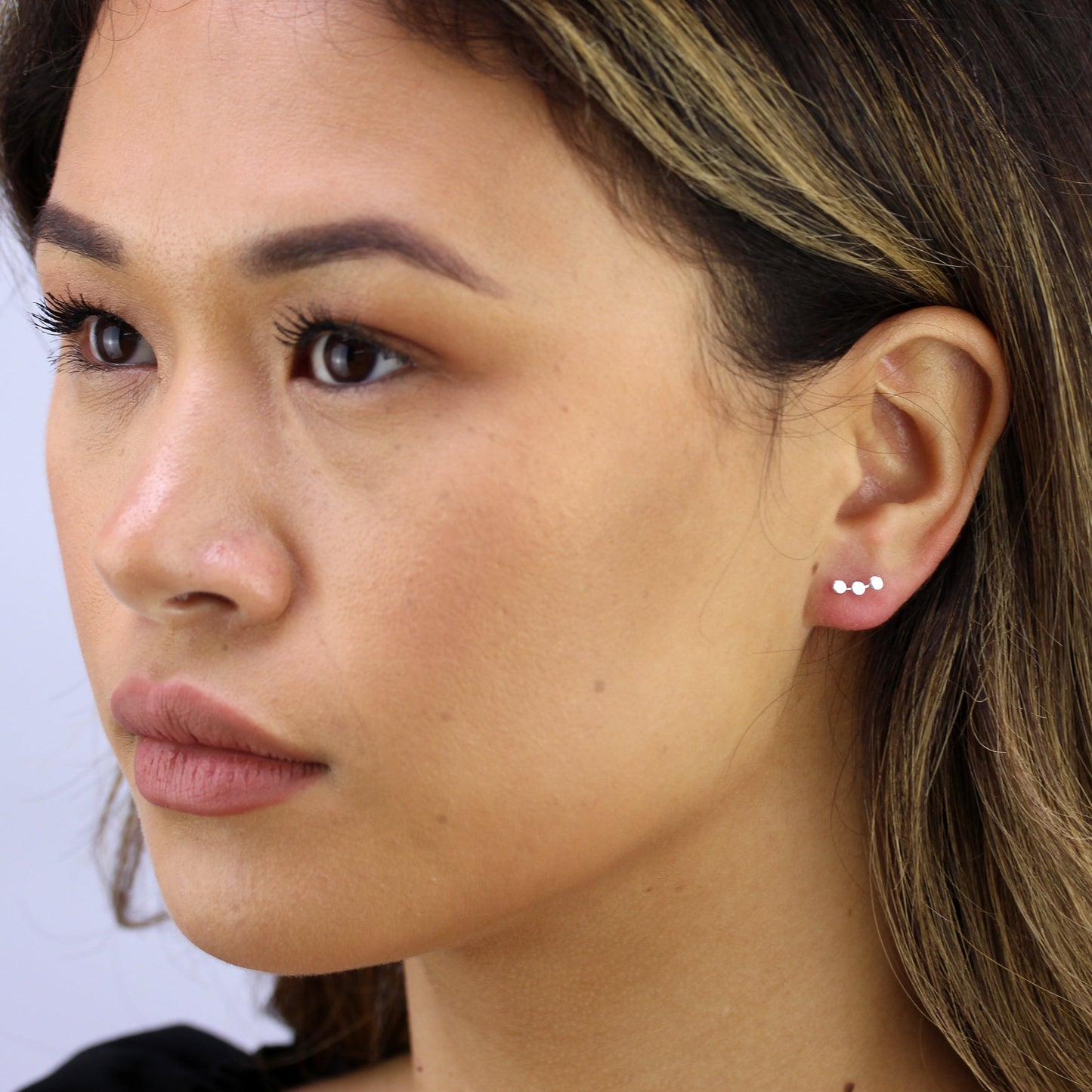 Sterlingsilber Dreifach Scheibe Ohrstecker