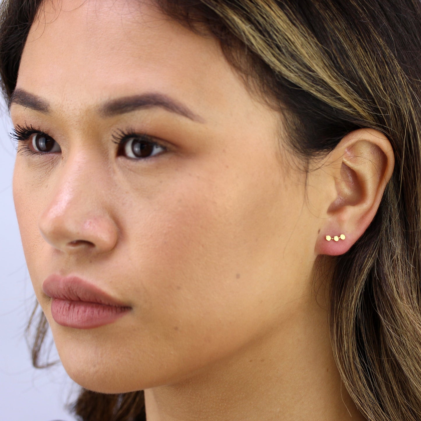 Vergoldet Sterlingsilber Dreifach Scheibe Ohrstecker