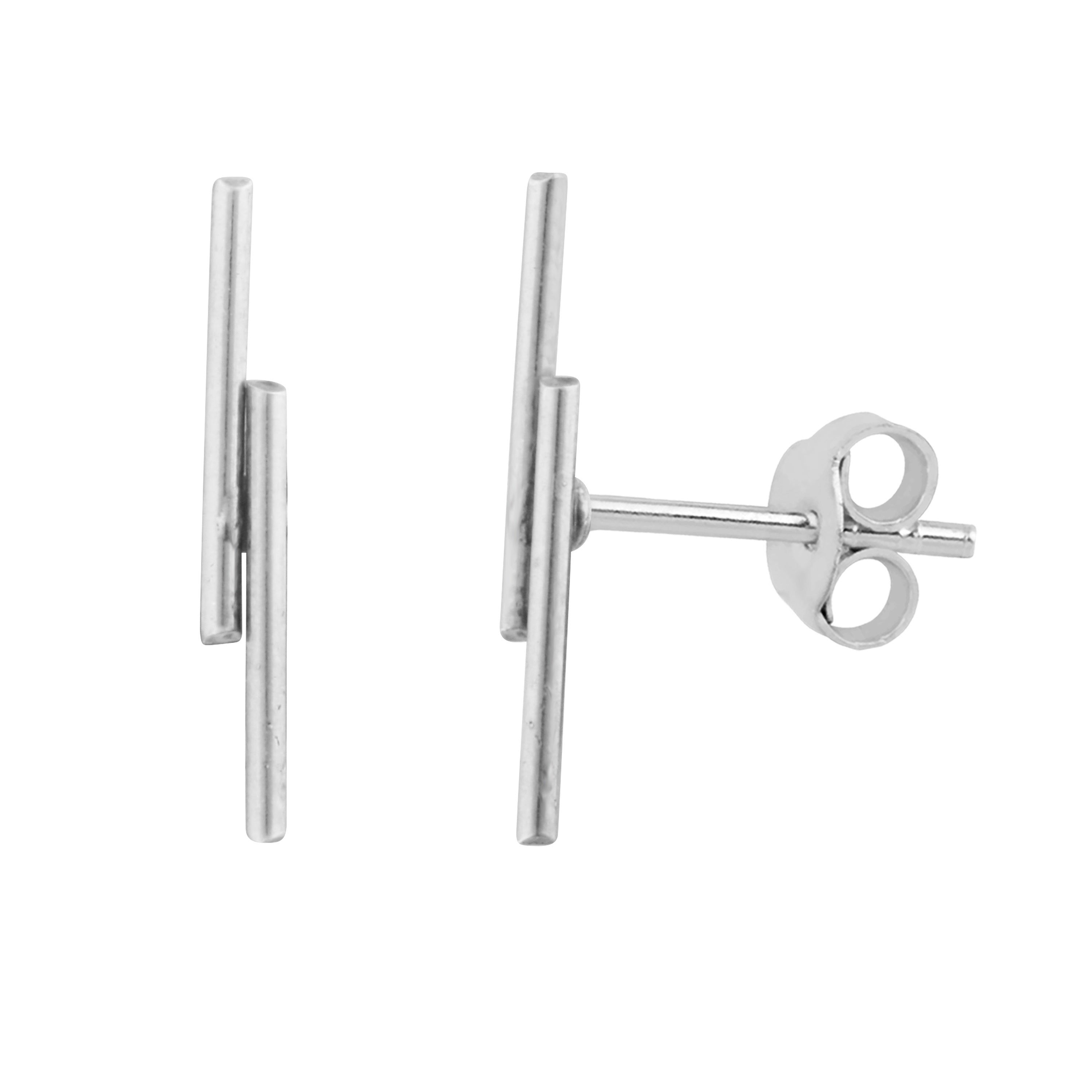 Sterlingsilber Doppel Stab Ohrstecker