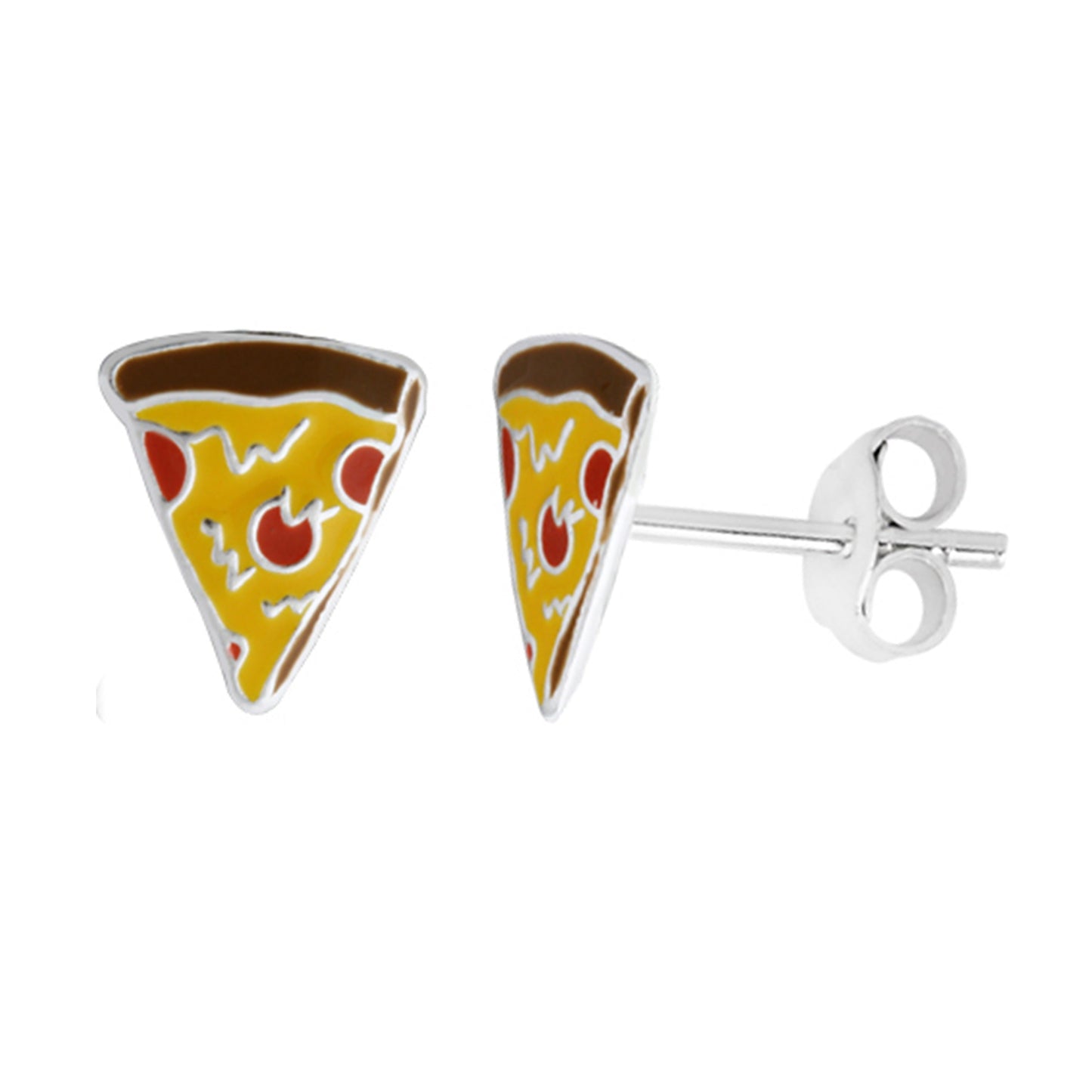 Sterlingsilber Emaille Pizza Ohrstecker