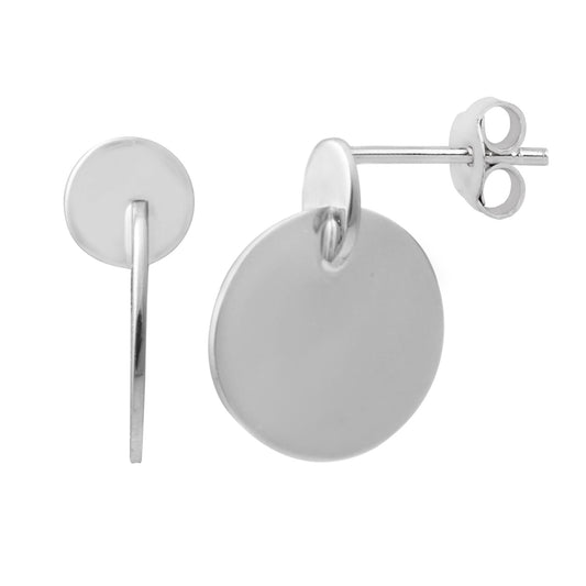 Sterling Silver Minimalist Double Circle Disc Stud Earrings