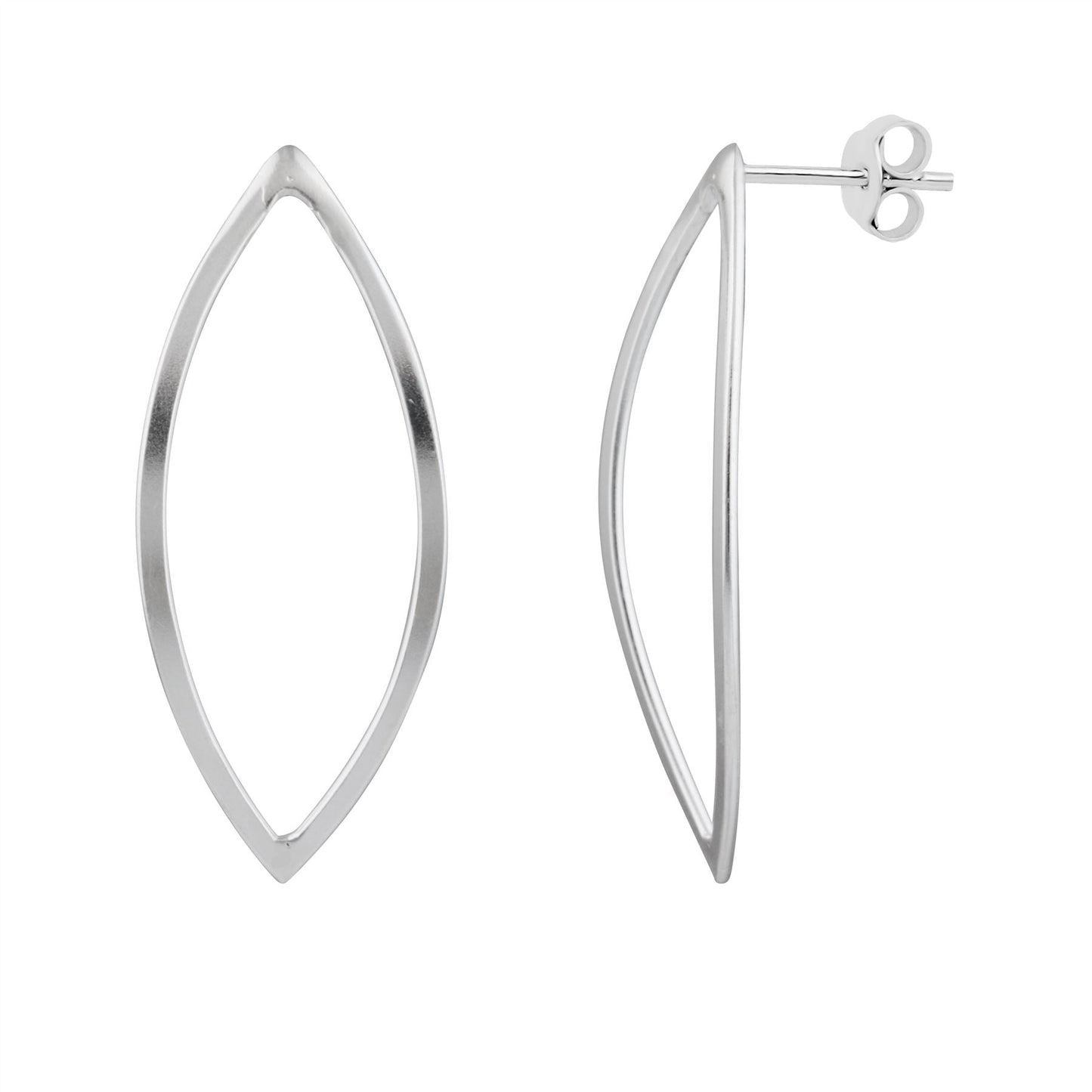 Large Sterling Silver Open Oval Stud Earrings