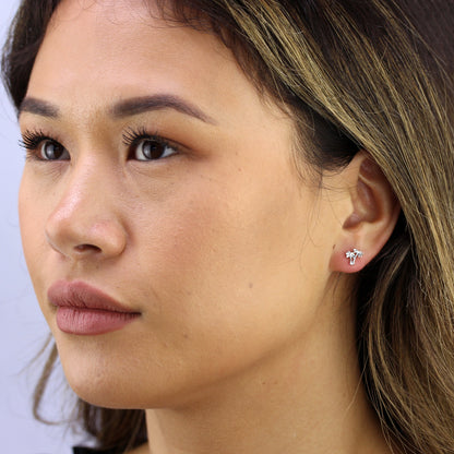 Sterlingsilber Klein Palmenbaum Ohrstecker