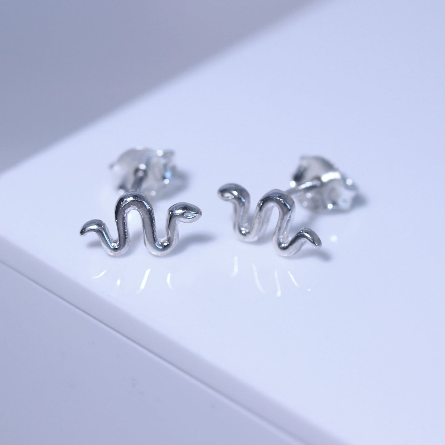 Small Sterling Silver Snake Stud Earrings