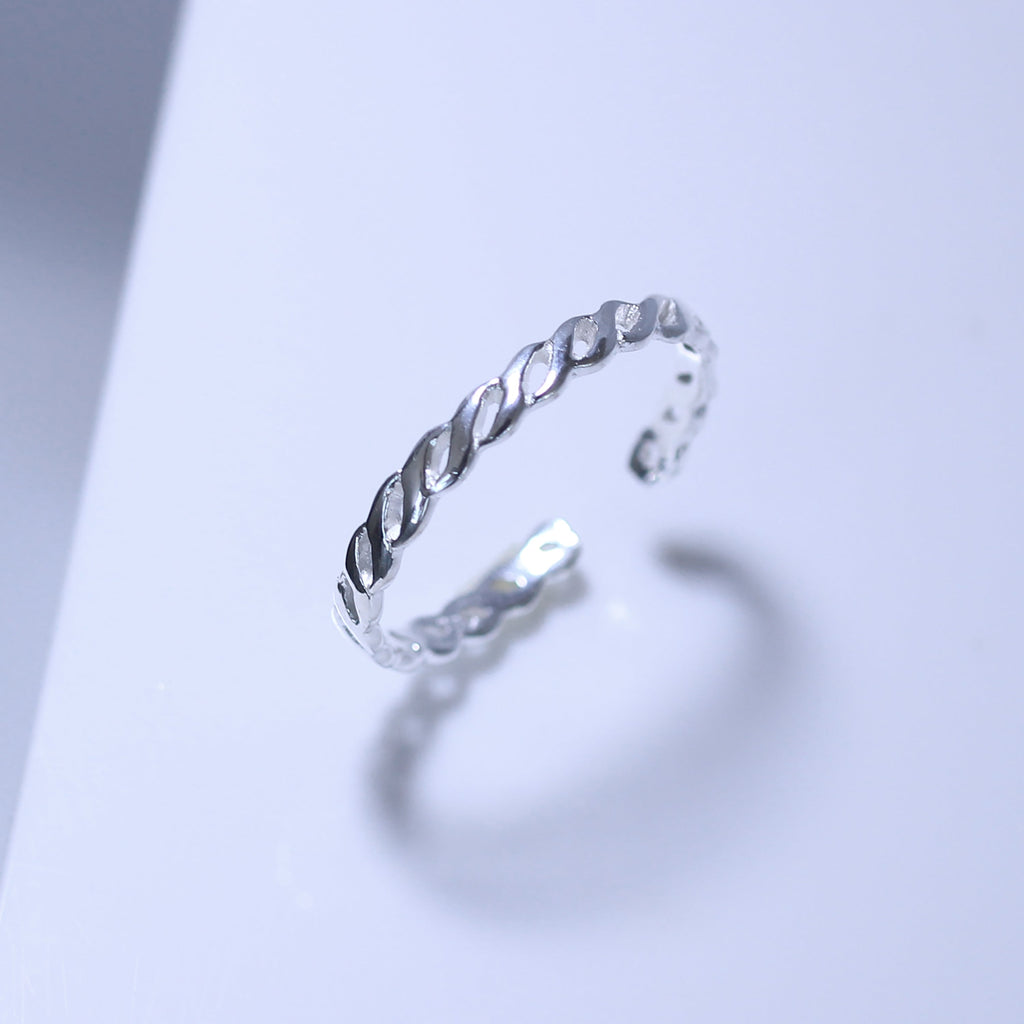 Sterlingsilber Gedreht Offen Ring Größenverstellbar