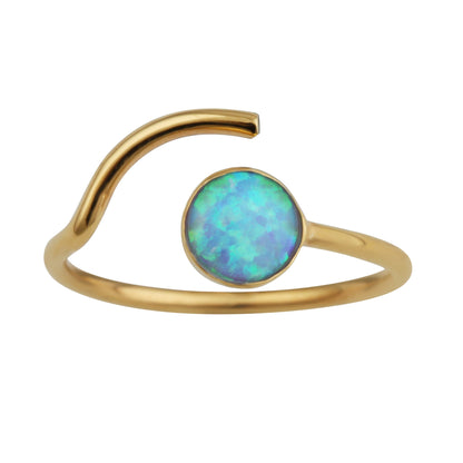 Vergoldet Sterlingsilber Opal Imitat Ring Größenverstellbar