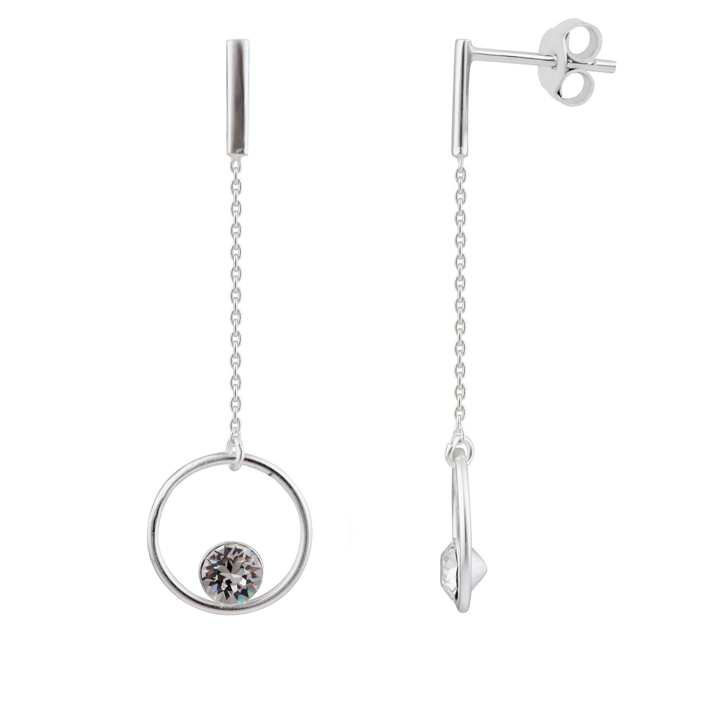 Sterlingsilber Kreis CZ Kristall Hänge Ohrstecker