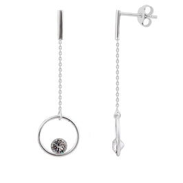 Sterlingsilber Kreis CZ Kristall Hänge Ohrstecker