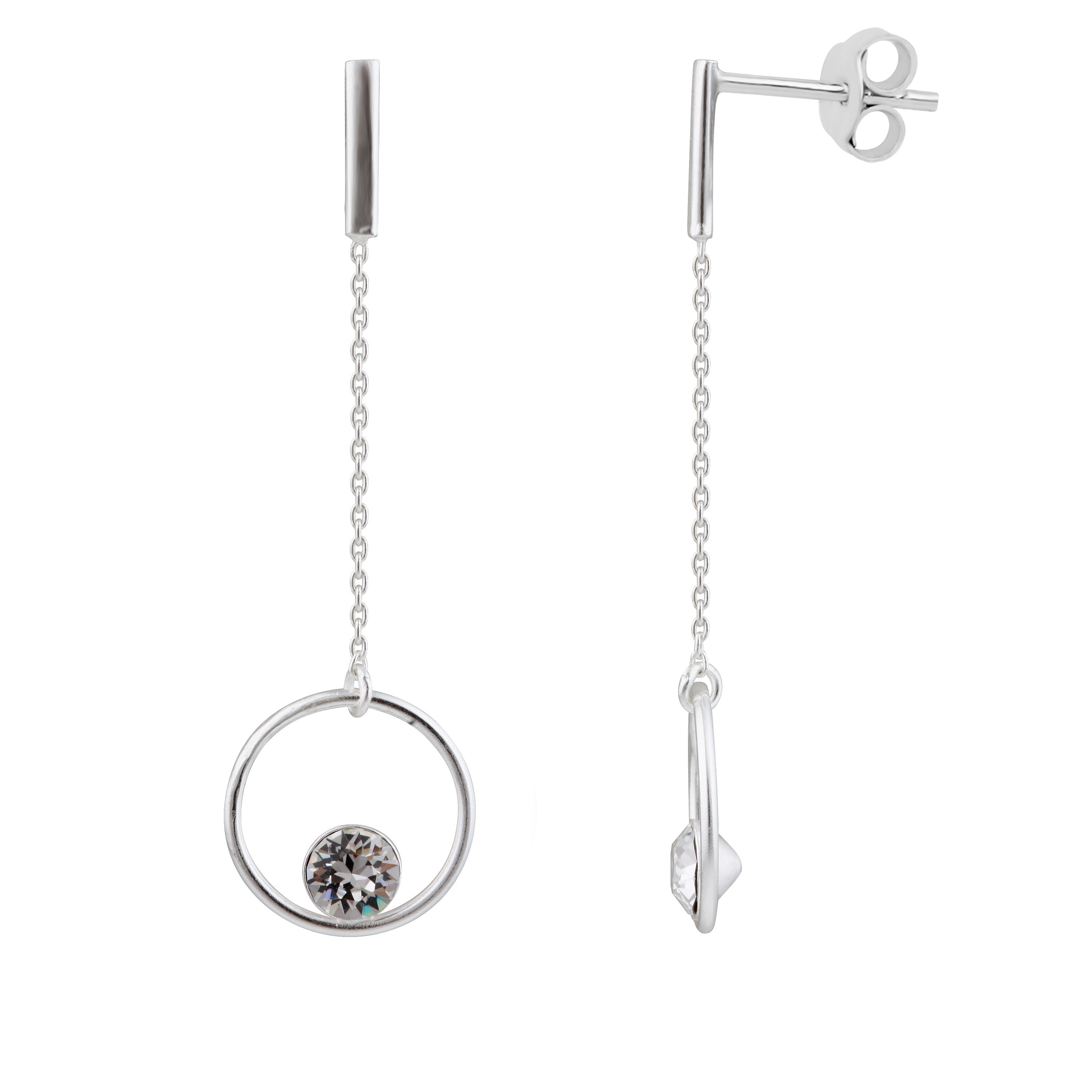 Sterlingsilber Kreis CZ Kristall Hänge Ohrstecker