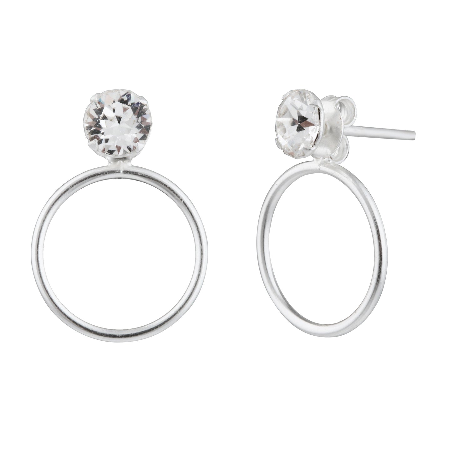 Sterling Silver Minimalist Karma Circle CZ Stud Earrings