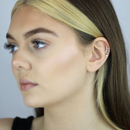 Sterlingsilber CZ Kristall Stern Baumel Manschetten Ohrringe