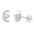 Sterlingsilber Halbmond Opal Imitat Ohrstecker