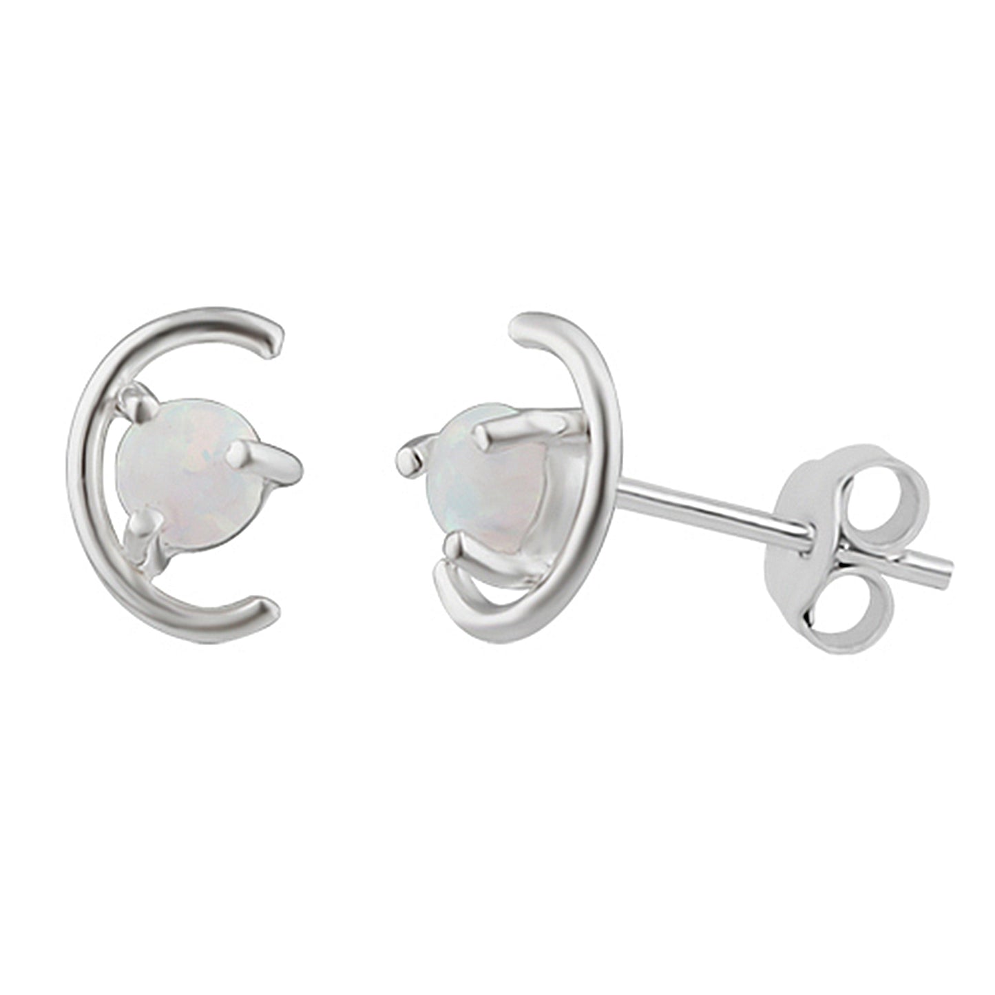 Sterlingsilber Halbmond Opal Imitat Ohrstecker
