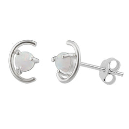 Sterlingsilber Halbmond Opal Imitat Ohrstecker