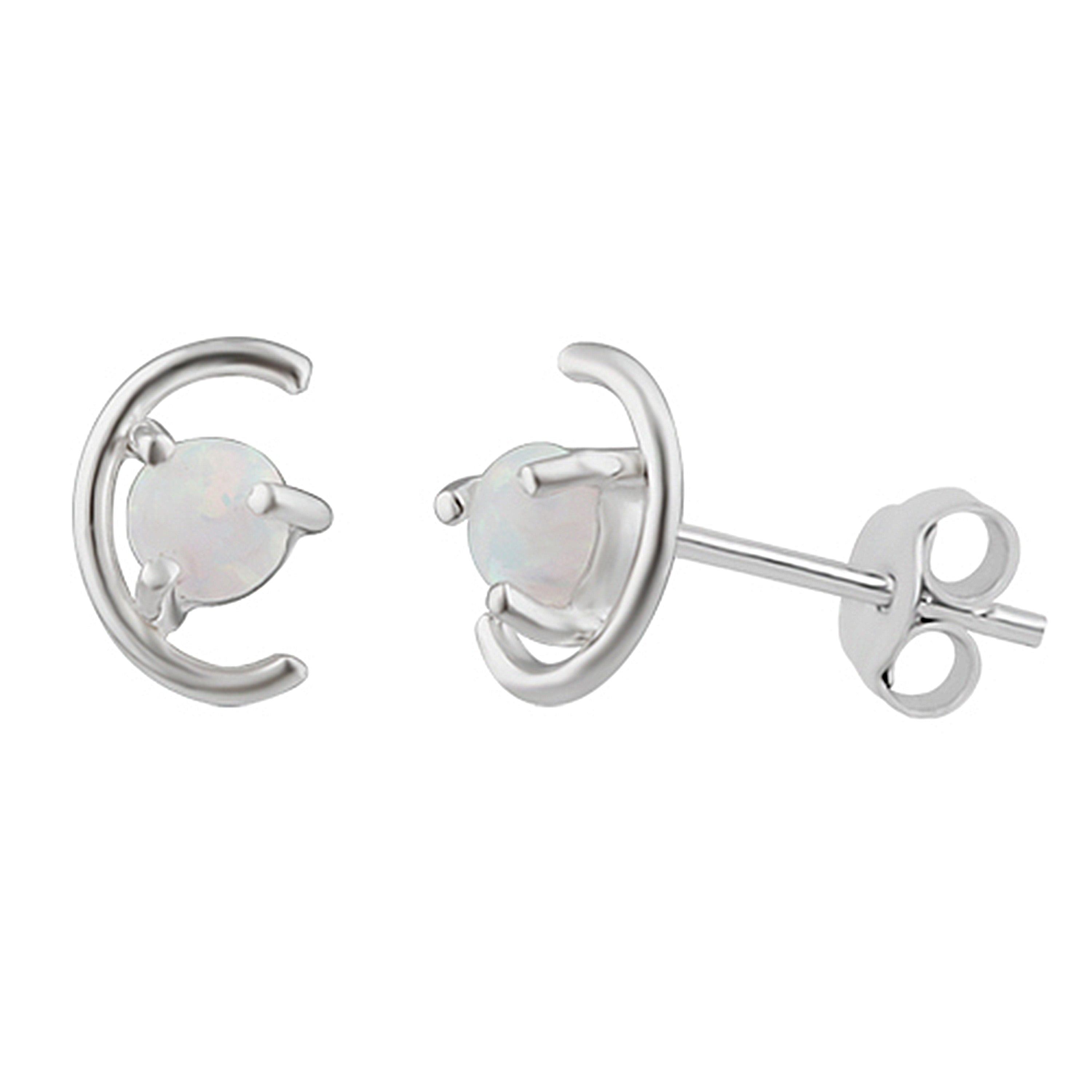 Sterlingsilber Halbmond Opal Imitat Ohrstecker