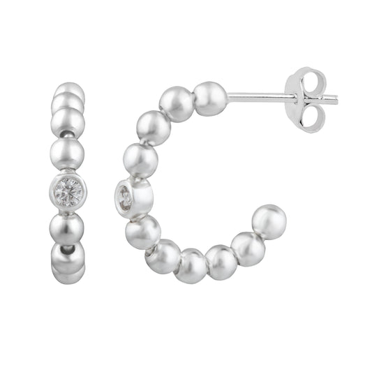 Sterlingsilber CZ Kristall mit Kunstperlen besetzt Creolen Ohrstecker