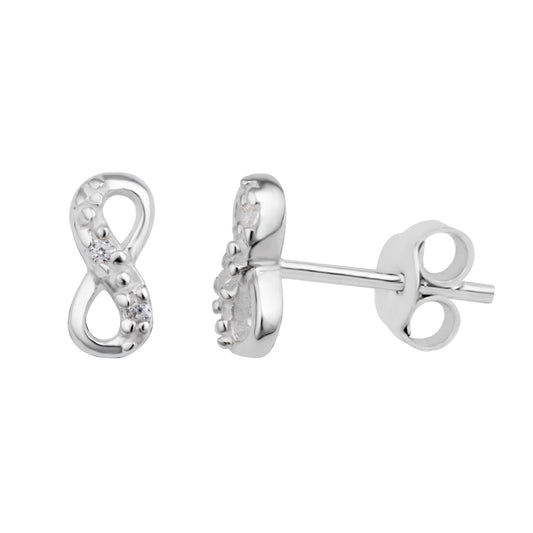 Sterlingsilber Unendlichkeitschleife CZ Ohrstecker