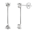 Sterlingsilber Doppel CZ Hänge Stab Ohrstecker