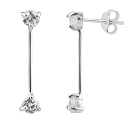 Sterlingsilber Doppel CZ Hänge Stab Ohrstecker