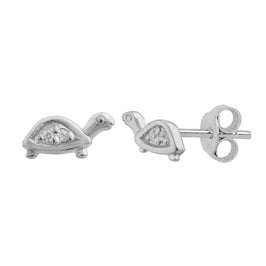 Sterlingsilber Klar CZ Schildkröte Ohrstecker