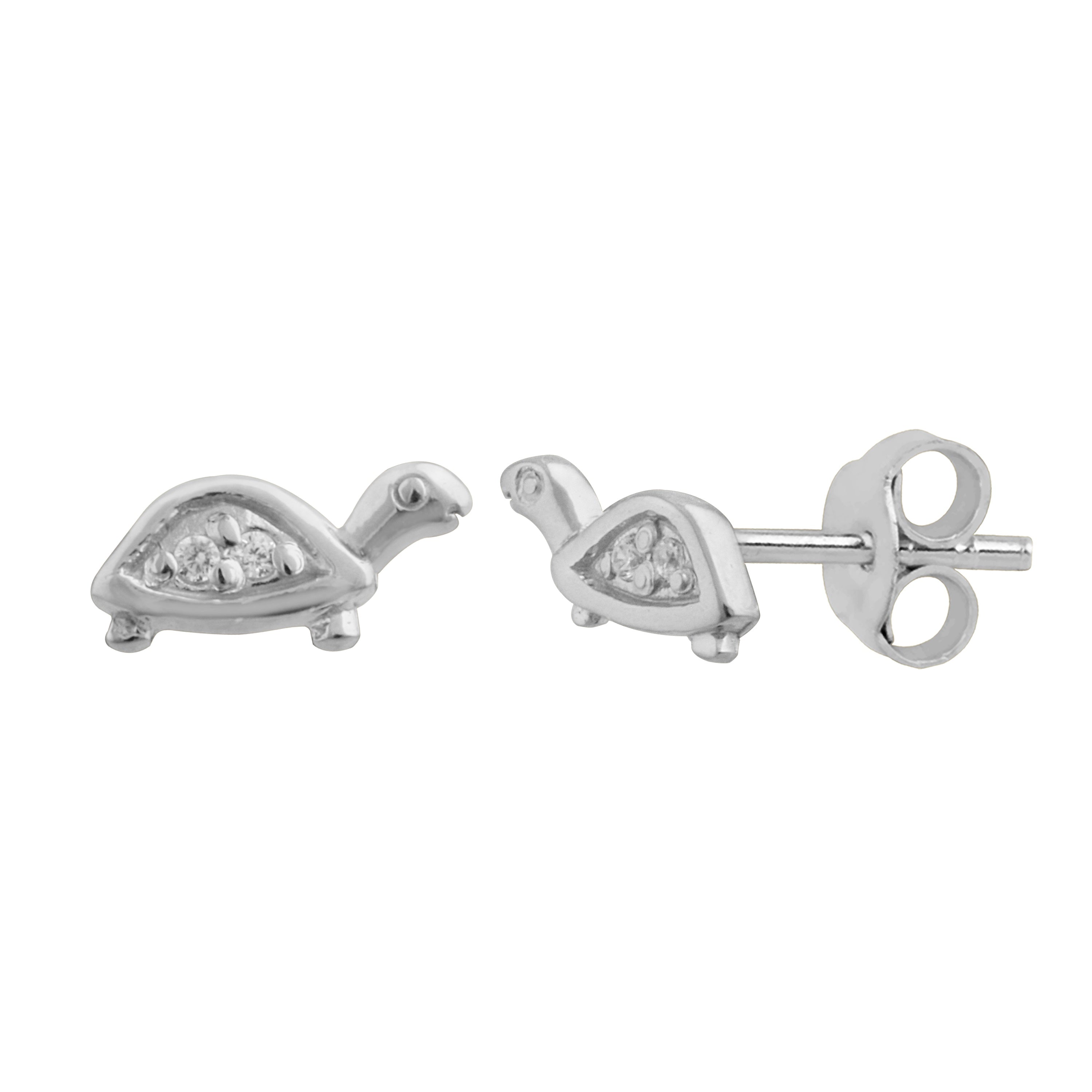 Sterlingsilber Klar CZ Schildkröte Ohrstecker