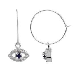 Sterlingsilber CZ Lapis Evil Eye 15 mm Charm Creolen