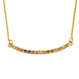 Vergoldete Sterlingsilber CZ Rainbow Curve Bar Halskette