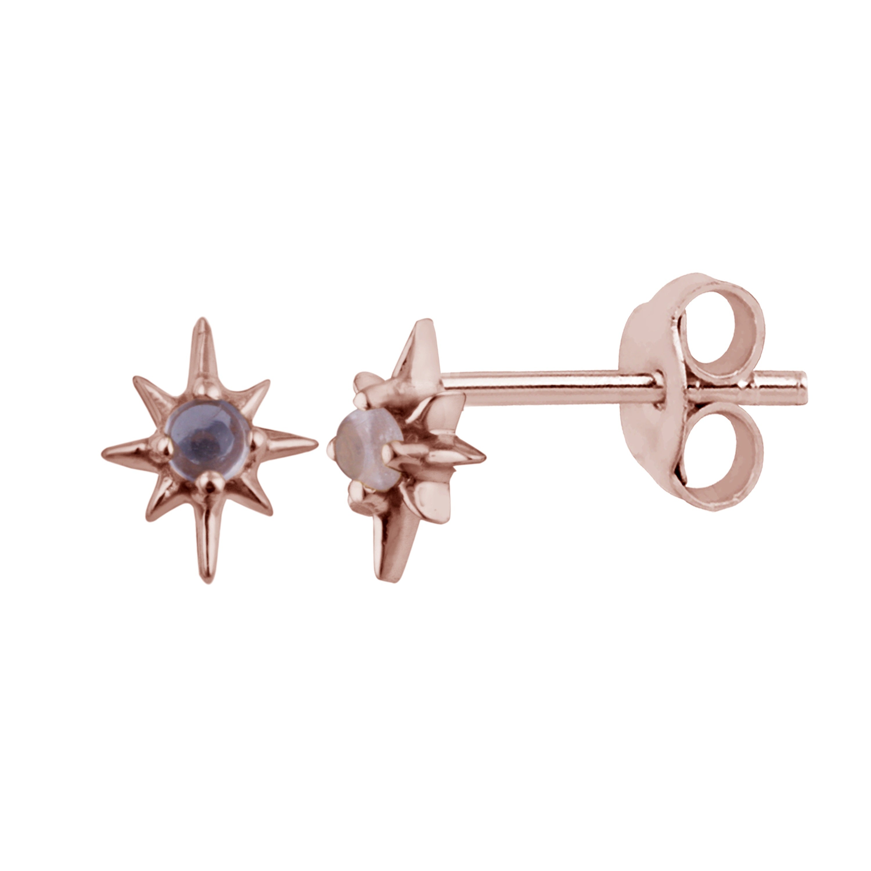 Rosévergoldet Sterlingsilber Strahlenkranz Mondstein Ohrstecker