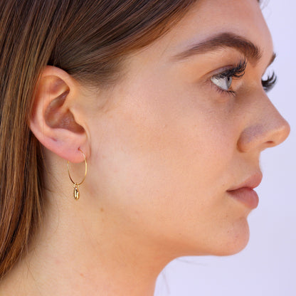 Vergoldet Sterlingsilber 16mm Kaurimuschel Creolen Ohrringe