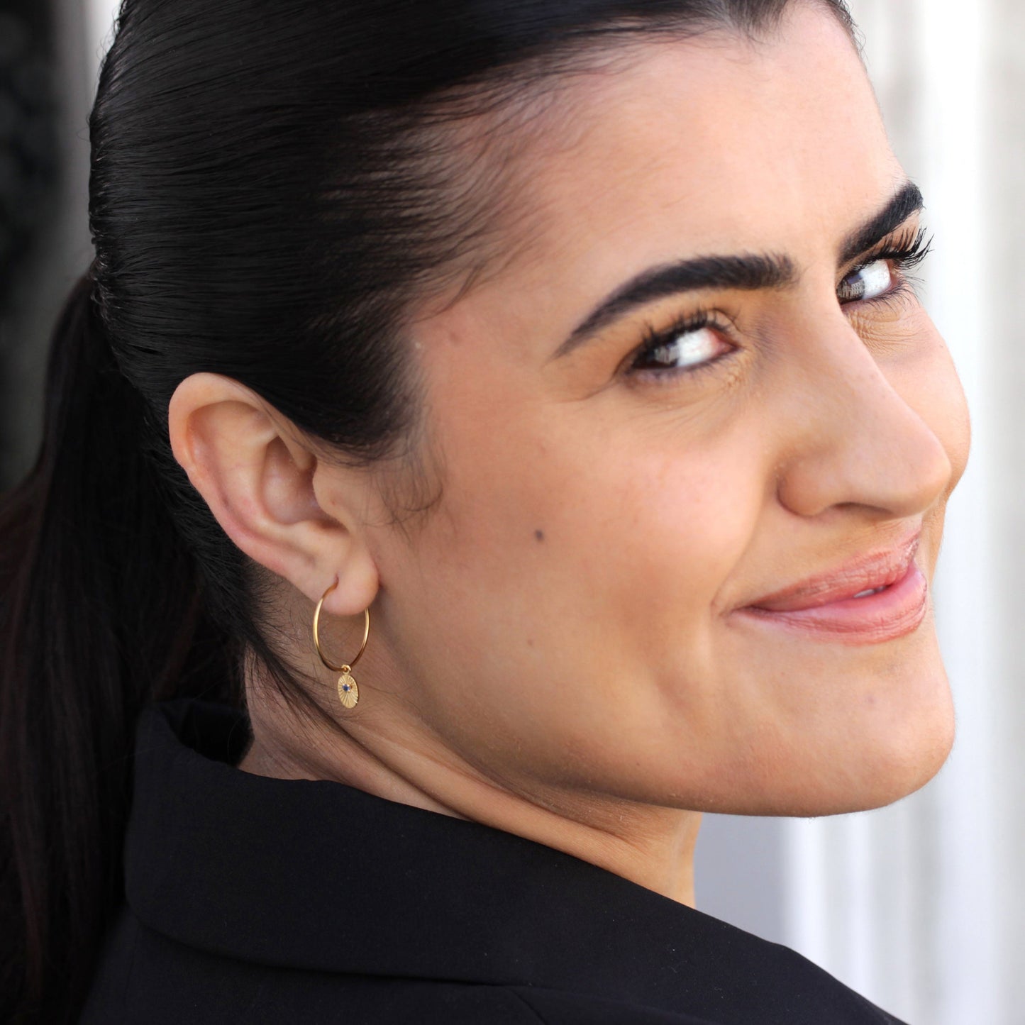 Vergoldet Sterlingsilber Stern Oval 19mm Anhänger Creolen Ohrringe