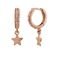 Rosévergoldet Sterlingsilber Stern Anhänger 12 mm Creolen Ohrringe