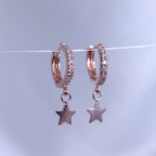 Rosévergoldet Sterlingsilber Stern Anhänger 12 mm Creolen Ohrringe