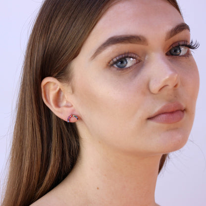 Rosévergoldet Sterlingsilber & CZ Regenbogen Ohrstecker