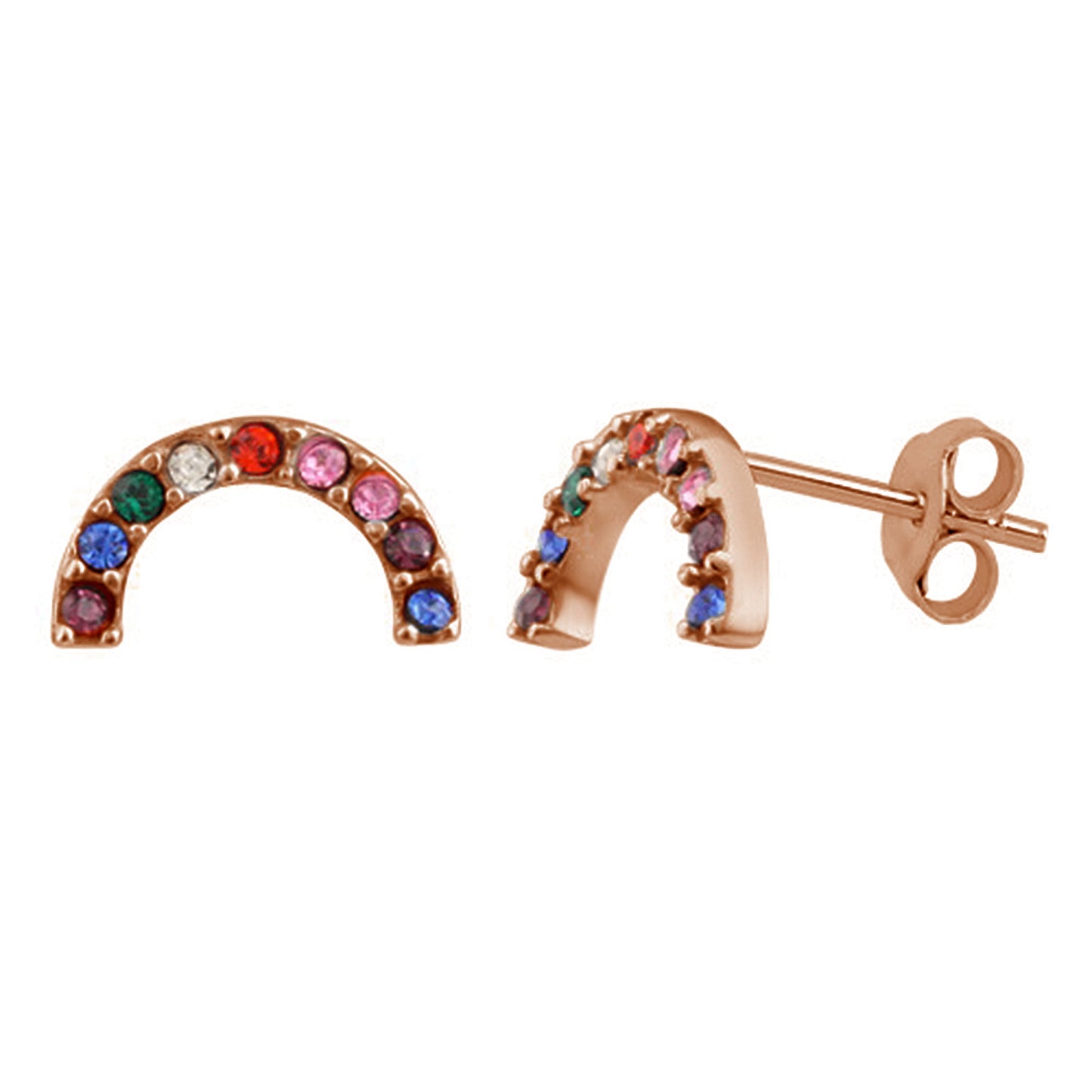 Rosévergoldet Sterlingsilber & CZ Regenbogen Ohrstecker
