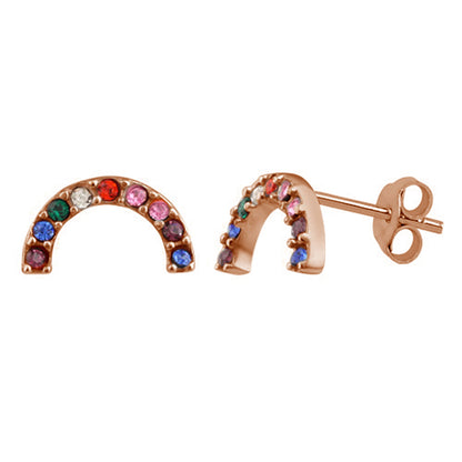 Rosévergoldet Sterlingsilber & CZ Regenbogen Ohrstecker