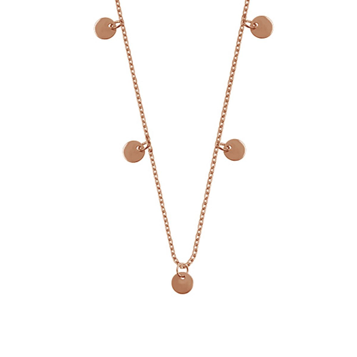 Rose Gold Plated Sterling Silver Multiple Circles Necklace 16 Inches