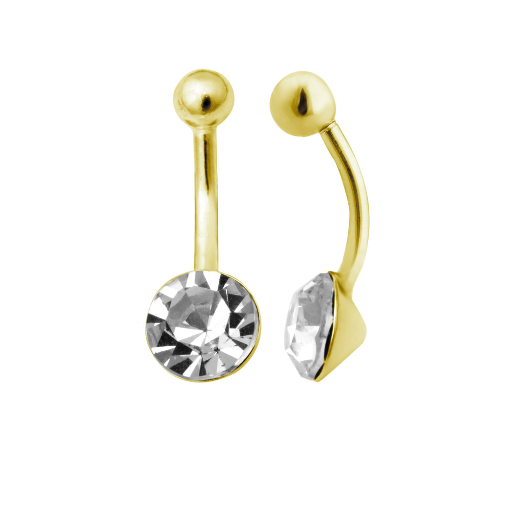 Bauchnabelpiercing aus vergoldetem Sterlingsilber mit 8 mm rundem Zirkonia